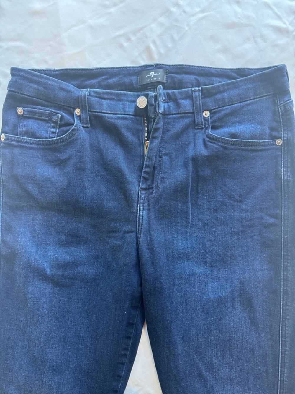7 For All Mankind Dark Blue Straight Jeans - Picture 2 of 7